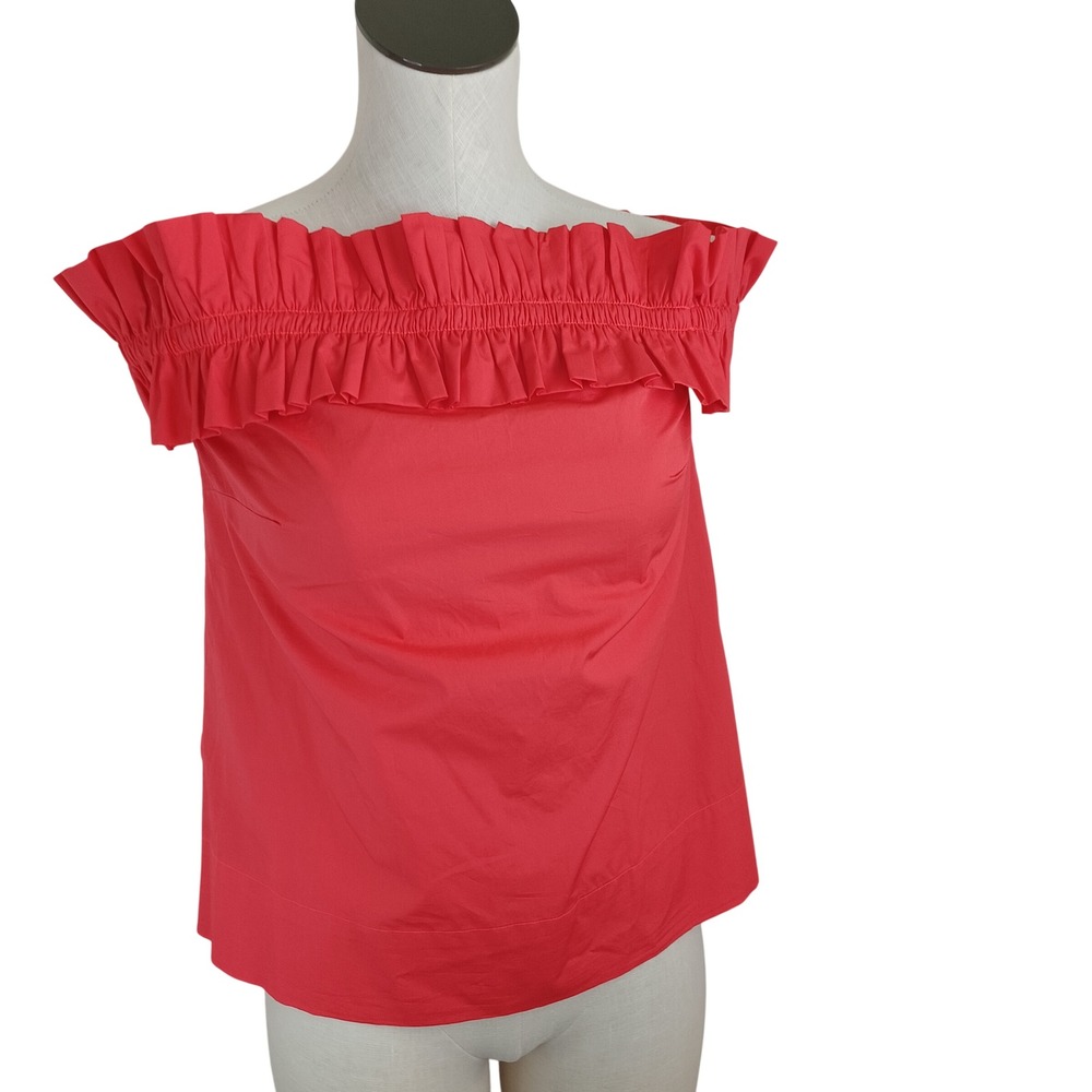 Lilly Pulitzer Brennalee Off The Shoulder Top Mizner Red Smock Ruffle Small NEW